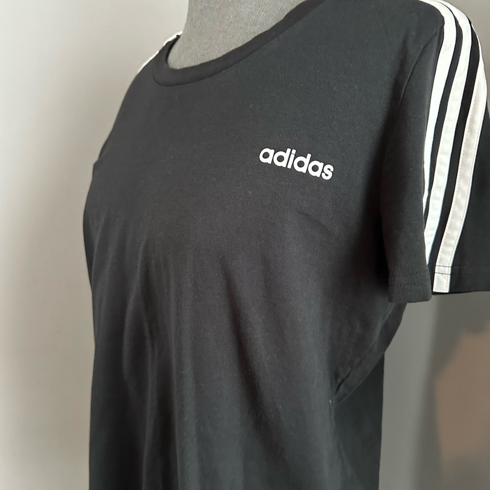 Adidas Black & White Striped Tee XL